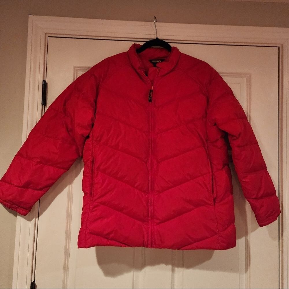 Woolrich red Poppy women's duck down puffer jacket L